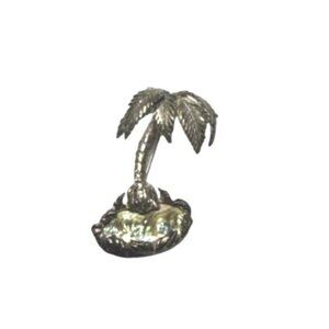 Vintage 925 Sterling Silver Abalone Shell Palm Tree Island Brooch Pin